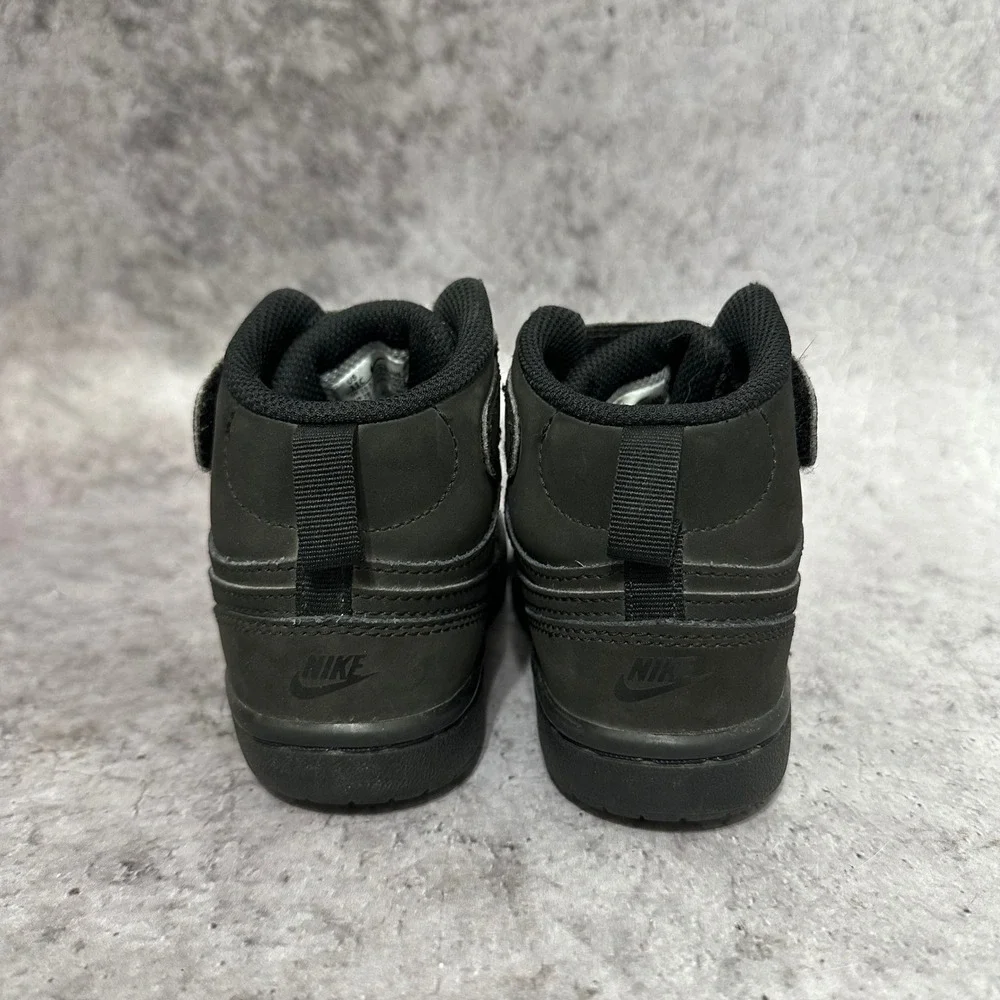 Nike Court Borough Mid 2 Kids 11C Black Sneakers CW5868-001 Mid Top Hook Loop